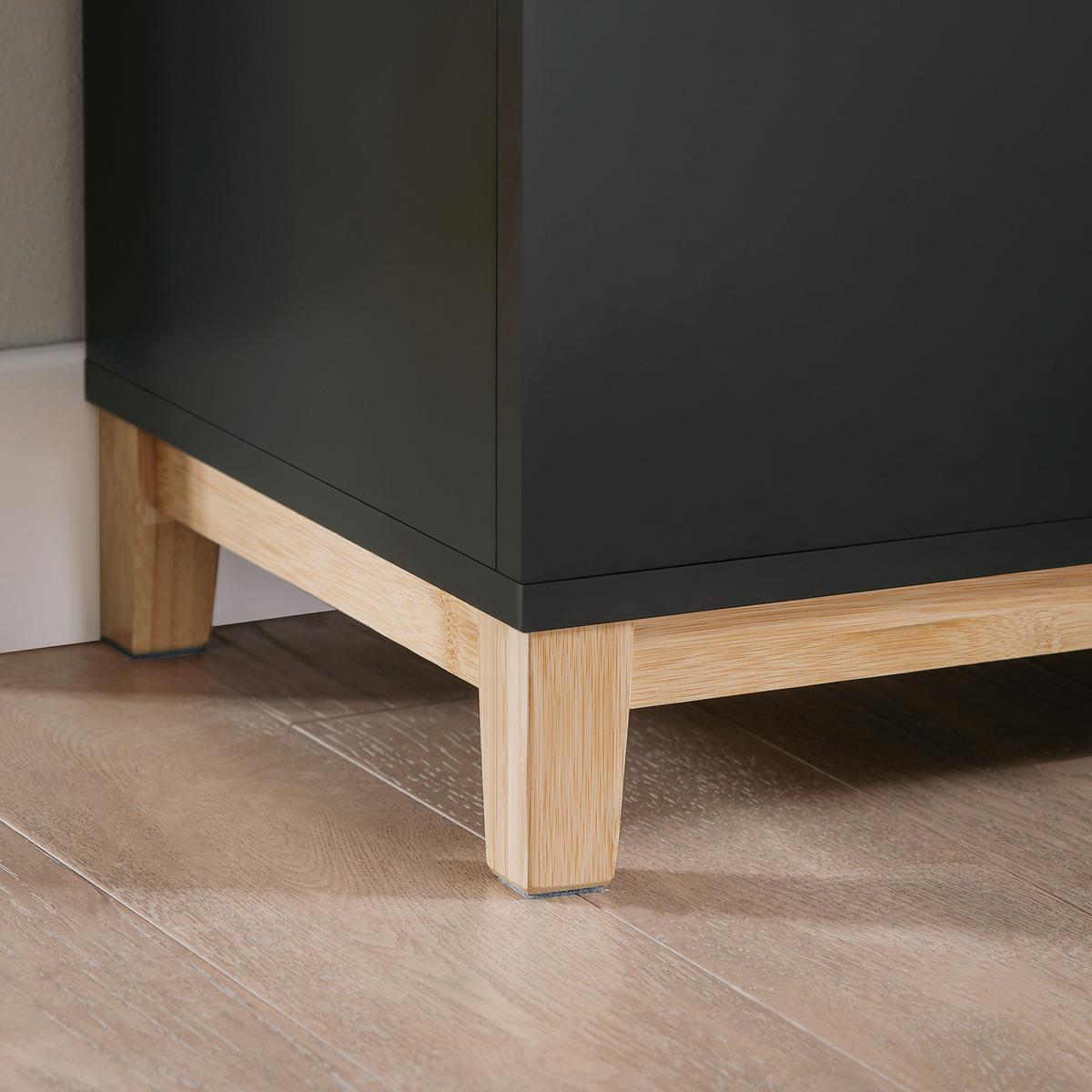 SCHUHBANK Schwarz-Natur - Schwarz, Holz/Holzwerkstoff (90/46/34cm) - SoBuy