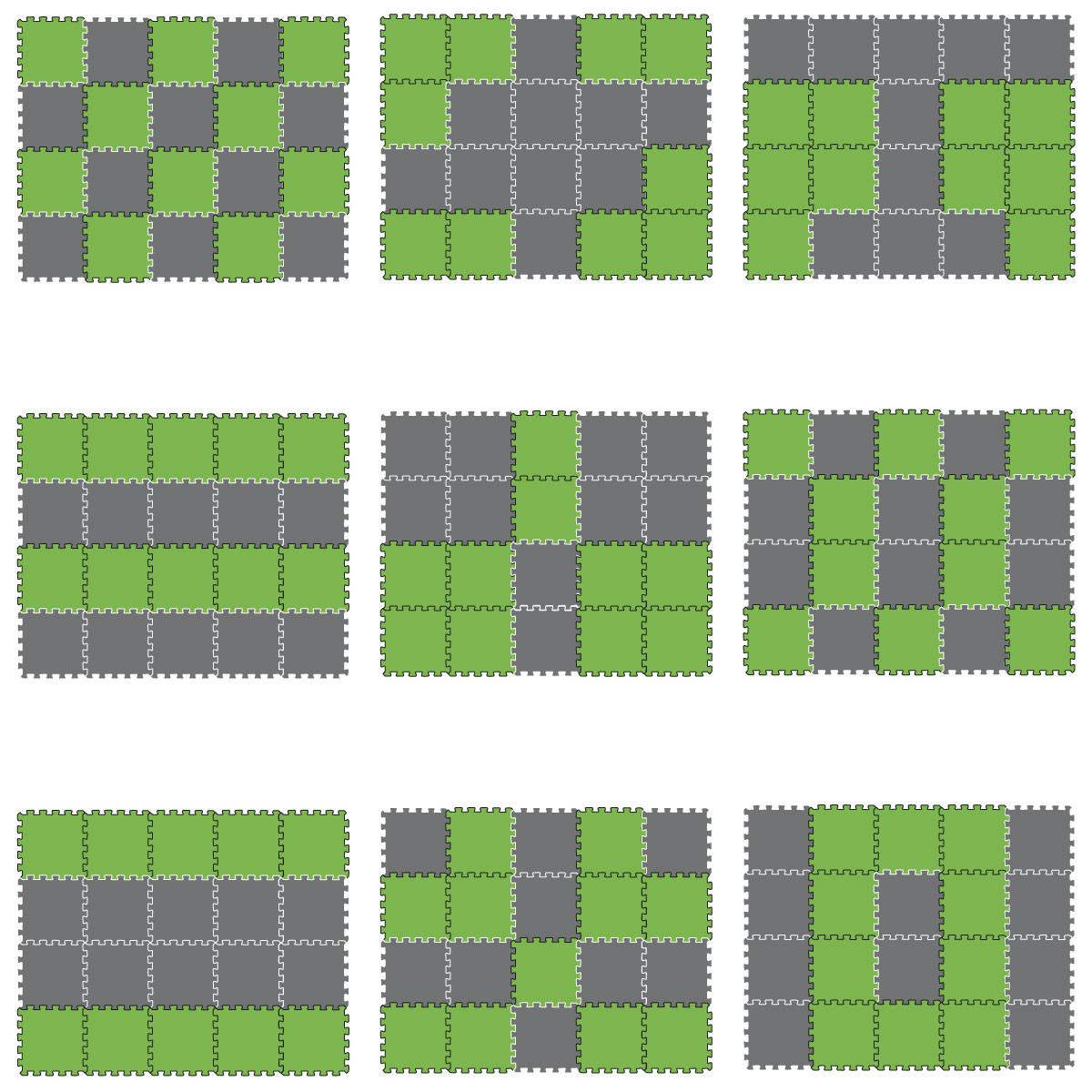 SPIELMATTE ab Null - 180/90/1 cm Puzzlematte Grau - Grau/Grün, Kunststoff (30/30cm) - Littletom