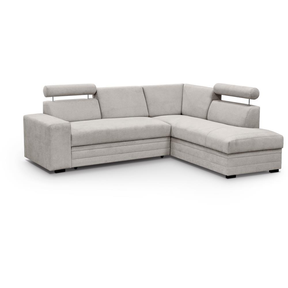 ECKSCHLAFSOFA Roma beige rechts - Beige/Schwarz, Textil (250/205cm) - Beautysofa