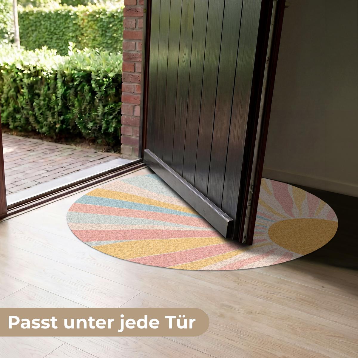 FUSSMATTE Illustration - Sonne - Pastellfarben Sauberlaufmatte 90x90 cm - Hellrosa, Kunststoff (90/0.4cm) - MuchoWow