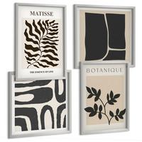 BILDER SET 4er Set - 50x50 cm & 40x60 cm Silberner Rahmen - Minimalistische Pflanzenposter - Silberfarben, Kunststoff (50/50cm) - TULUP