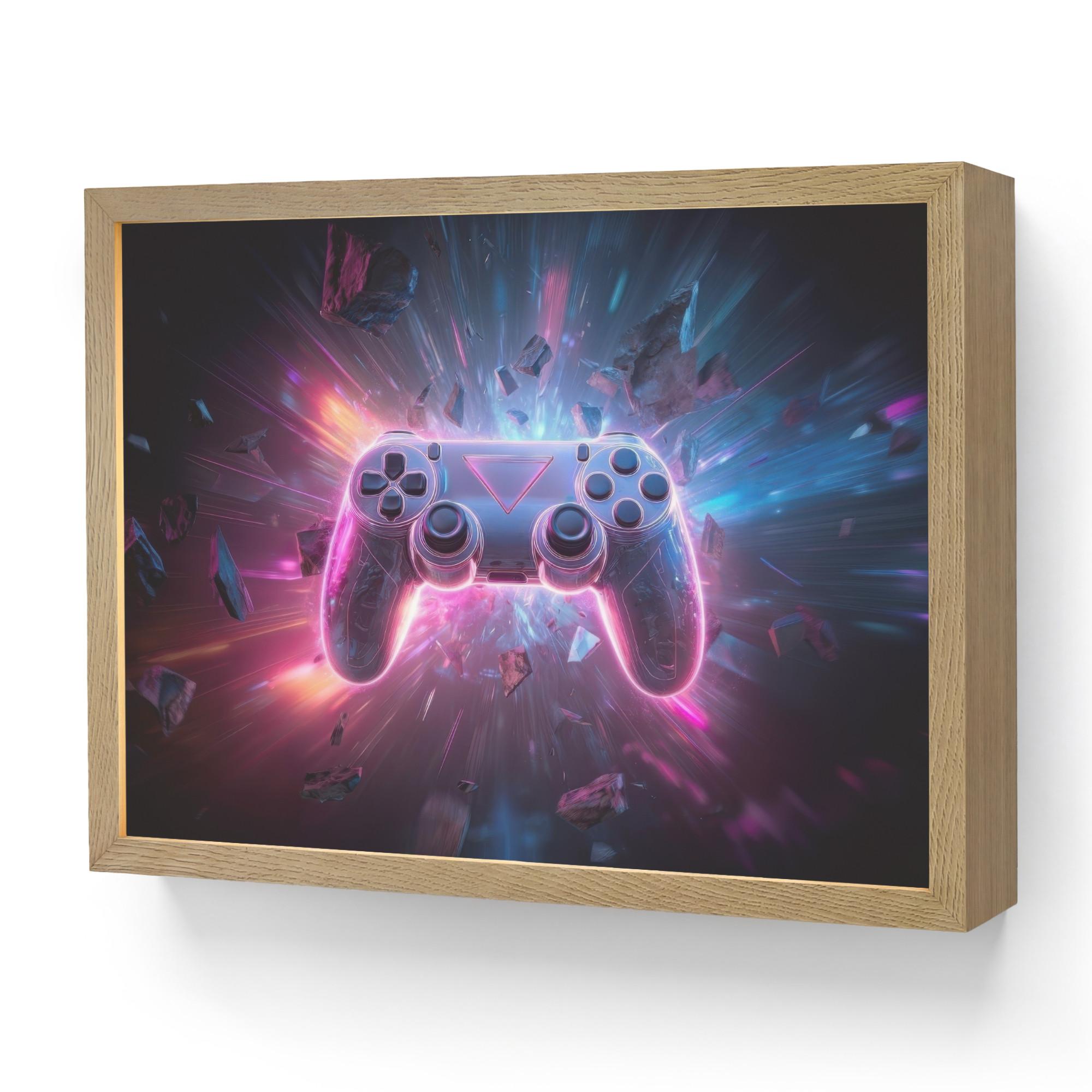 NACHTTISCHLAMPE MIT AKKU Controller - Neon - Explosion - Abstrakt 40x30 cm - Violett, Holzwerkstoff (8/40/30cm) - OnlyWow