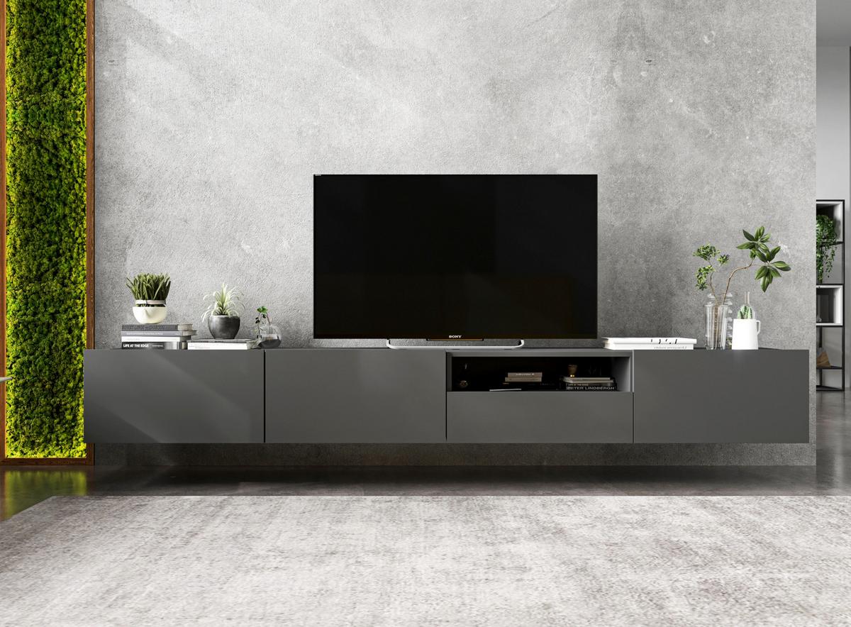 TV-LOWBOARD 2-er Set Enjoy Grau Matt Loft Schublade 120 cm - Grau, Holzwerkstoff (240/37/35cm) - Meble Lindner