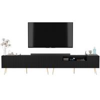 TV-LOWBOARD 2er-Set Elpis2 Schwarz matt mit goldenen Metallbeinen150 cm - Goldfarben/Schwarz, Holzwerkstoff (300/60.5/36.5cm) - Meble Lindner