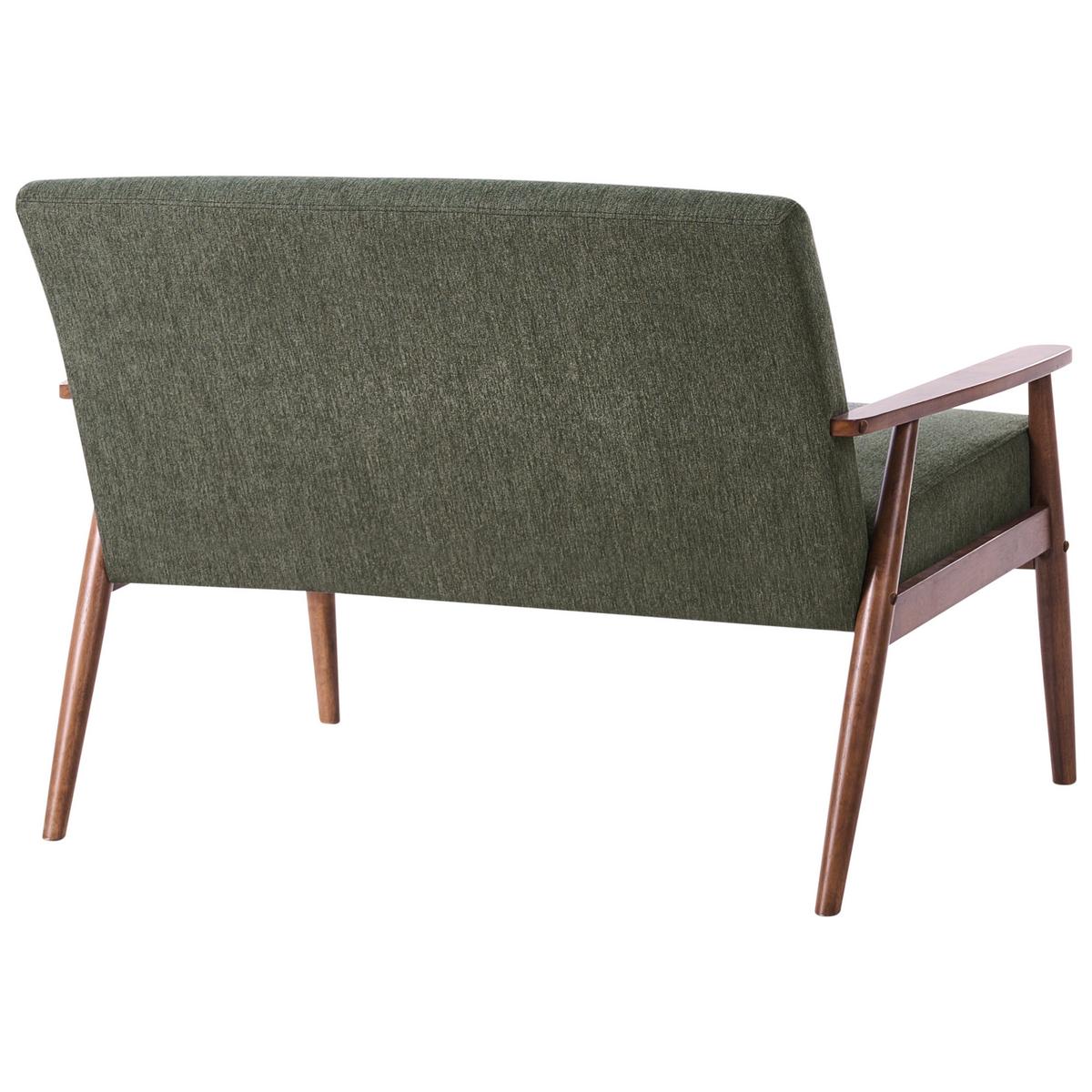 SOFA 2-Sitzer Dunkelbraun/Grün Esrum - Dunkelbraun/Grün, Holz/Textil (111/79/72cm) - Beliani