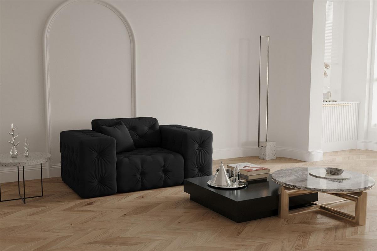 SOFASET Chantal - Schwarz, Holzwerkstoff/Textil (251/78/96cm) - Fun Möbel
