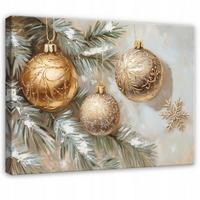 LEINWANDBILD Weihnachtsbaum Weihnachtskugeln Beige 100x70 cm - Multicolor, Holzwerkstoff (100/70cm) - Wallarena