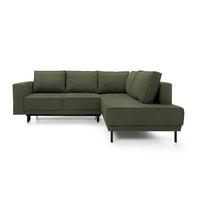 ECKSOFA Rodario Olivgrün Velours - Schwarz/Olivgrün, Textil/Metall (247/187cm) - Selsey