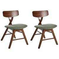 ESSZIMMERSTUHL 2er-Set Holz Dunkelbraun/Grün Leland - Dunkelbraun, Holz (52/78/57cm) - Beliani