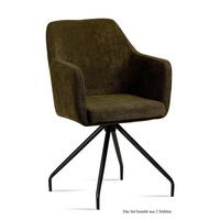 ARMLEHNSTUHL (2er-Set) Dijana 57x87x60 Schwarz/Khaki - Dunkelgrün/Schwarz, Kunststoff (60/87/57cm) - 58aufmkessel