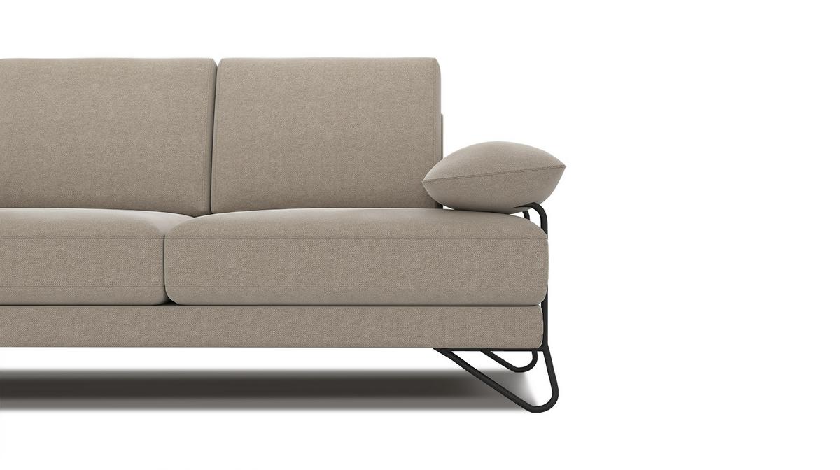 SOFA LORI 2-Sitzer, creme - Creme/Schwarz, Holzwerkstoff/Textil (185/87/96cm) - Wozimo
