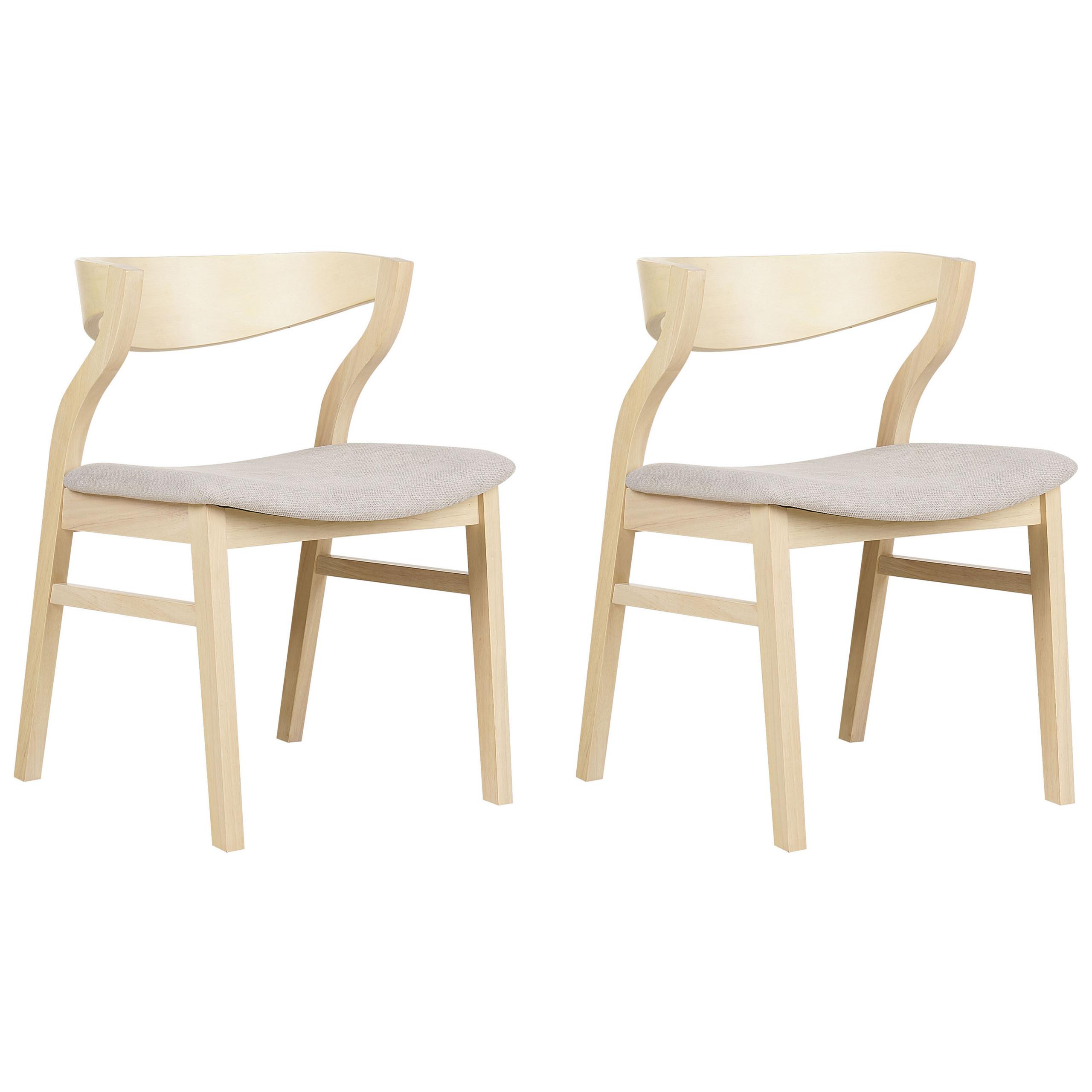 ESSZIMMERSTUHL 2er-Set heller Holzfarbton/beige Maroa - Hellbraun/Beige, Textil (51/72/46cm) - Beliani
