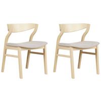 ESSZIMMERSTUHL 2er-Set heller Holzfarbton/beige Maroa - Hellbraun/Beige, Textil (51/72/46cm) - Beliani