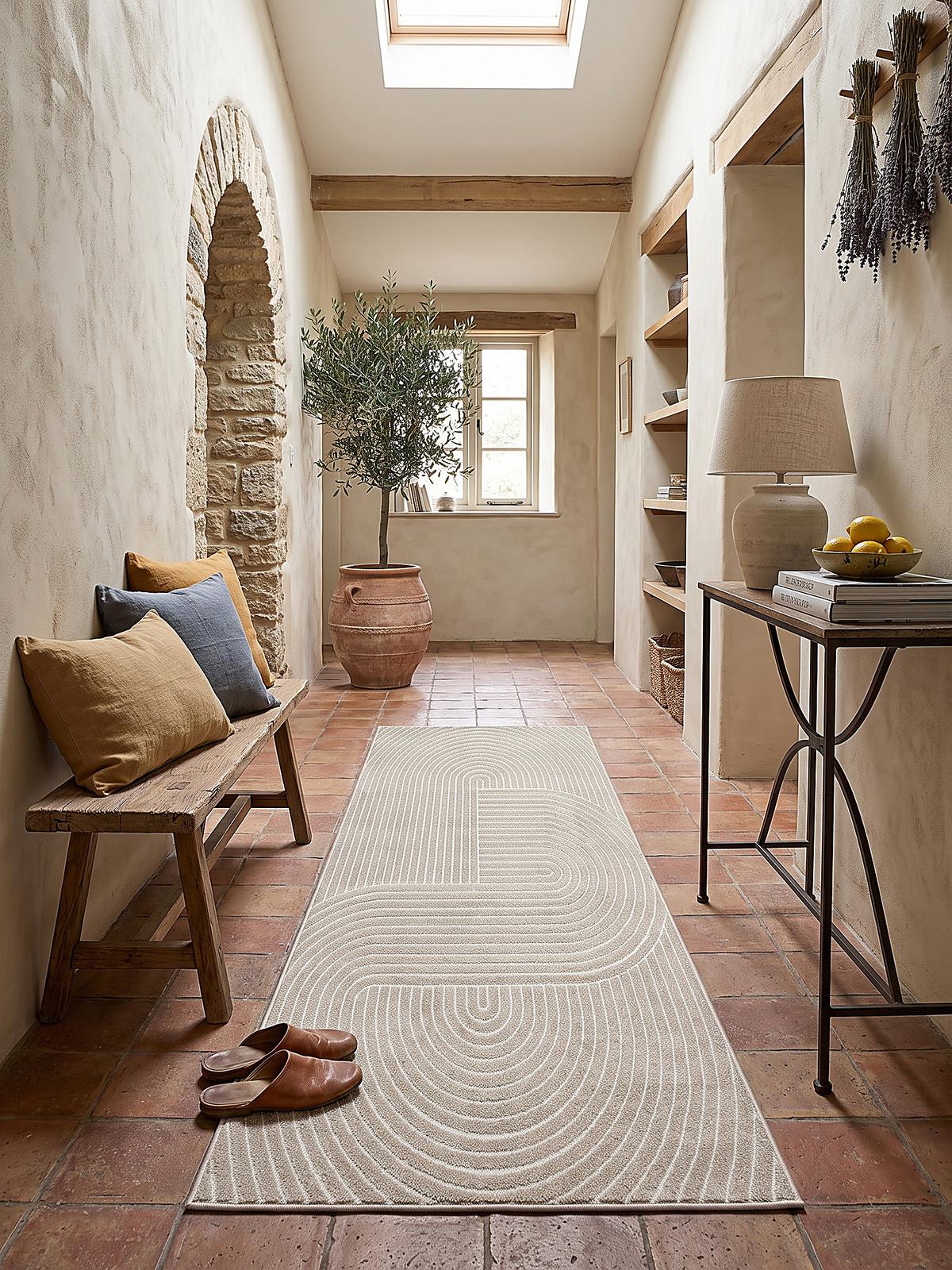 TEPPICH Outdoor Geometrisch MEZEN Polypropylen Beige 80 x 150 cm - Beige, Textil (80/150cm) - KADIMA DESIGN