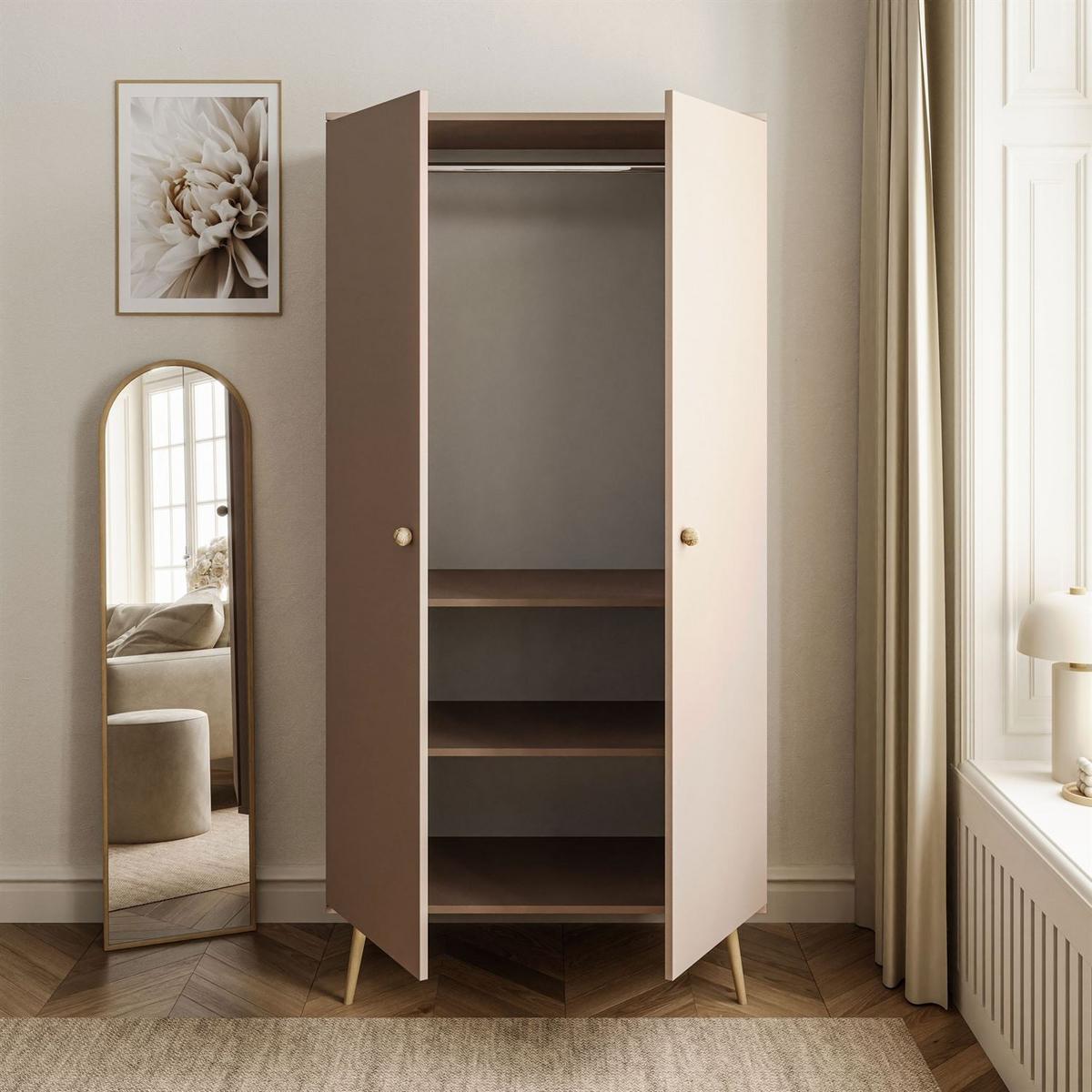 KLEIDERSCHRANK Zweitüriger HARMONY Macchiato - Cappuccino, Holzwerkstoff (100/202/52cm) - Lookway