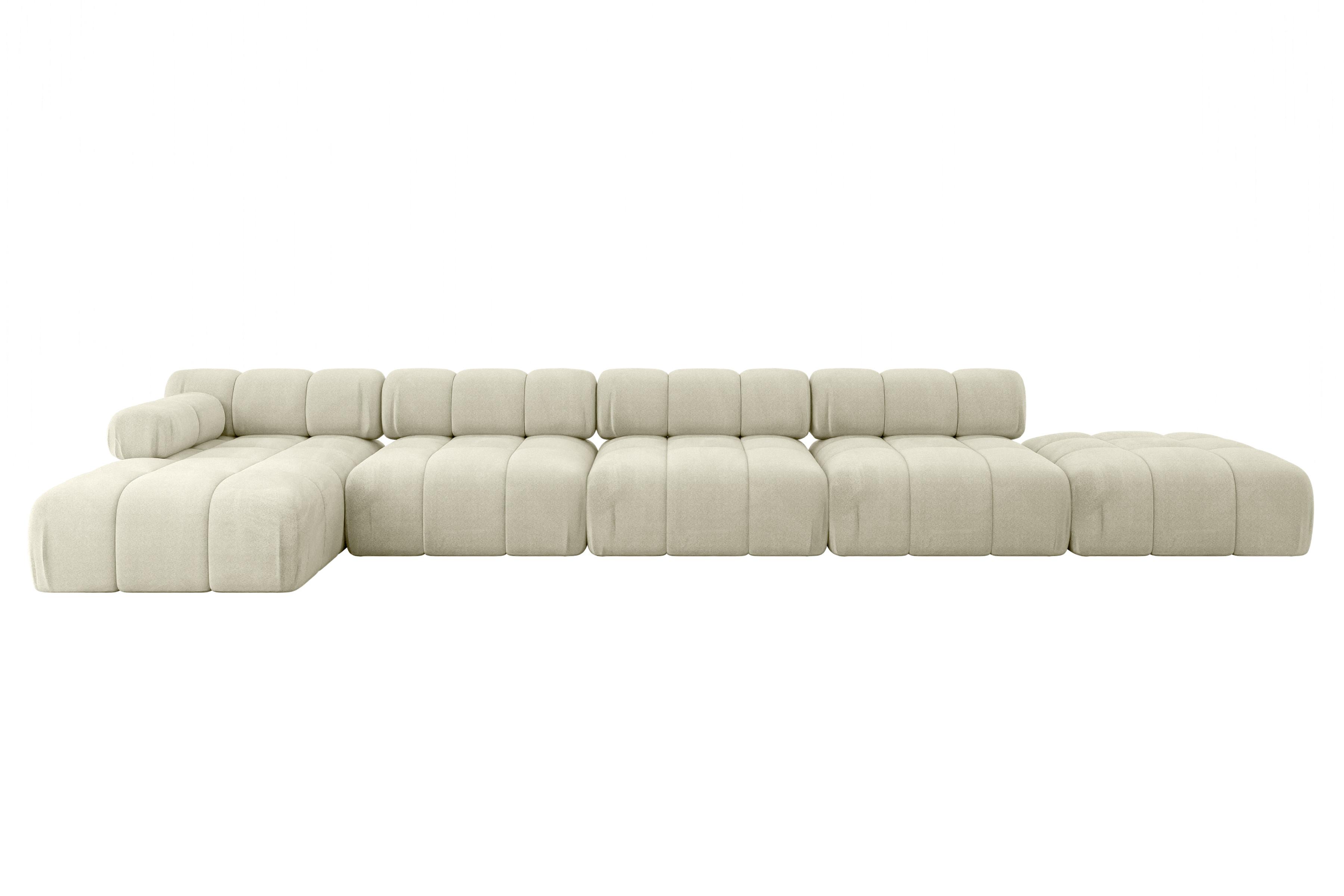 ECKSOFA modulares Sofa Lizur-L3 - 475x160x70 cm Beige Velours - Beige, Holzwerkstoff/Textil (475/160cm) - ALTDECOR