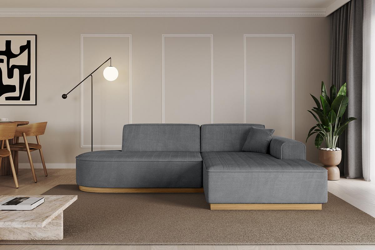 ECKSOFA Ottomane Rechts IREA-L1-v2 - 232x165x80 cm Duneklgrau - Dunkelgrau, Holzwerkstoff/Textil (232/165cm) - ALTDECOR