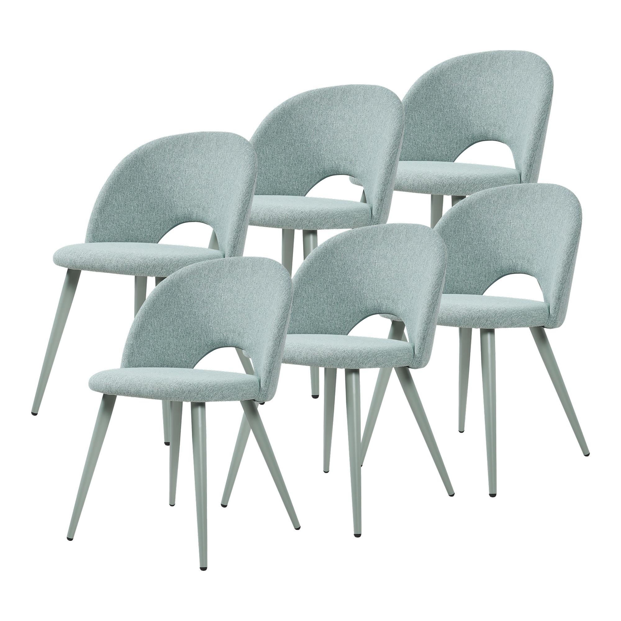 ESSZIMMERSTUHL-SET 6 TLG. Karijoki - Hellgrün/Grün, Textil/Metall (50/77/55cm) - [en.casa]