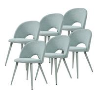 ESSZIMMERSTUHL-SET 6 TLG. Karijoki - Hellgrün/Grün, Textil/Metall (50/77/55cm) - [en.casa]