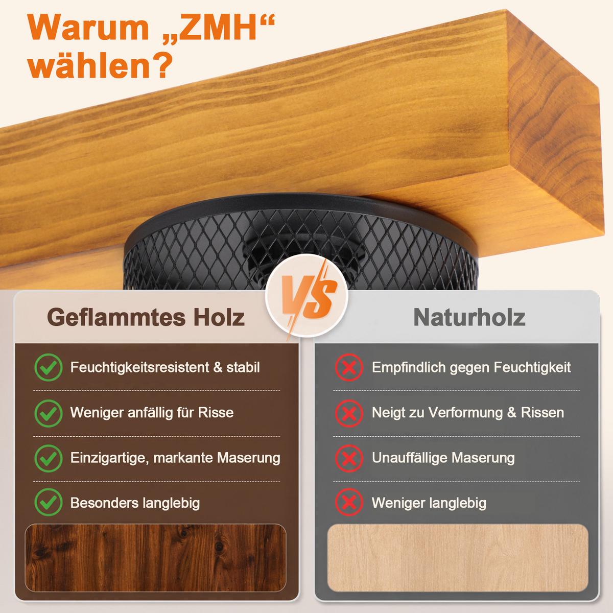 DECKENLEUCHTE Noxeth 60/10/25.5 cm - Schwarz/Braun, Holz/Metall (60/10/25.5cm) - ZMH