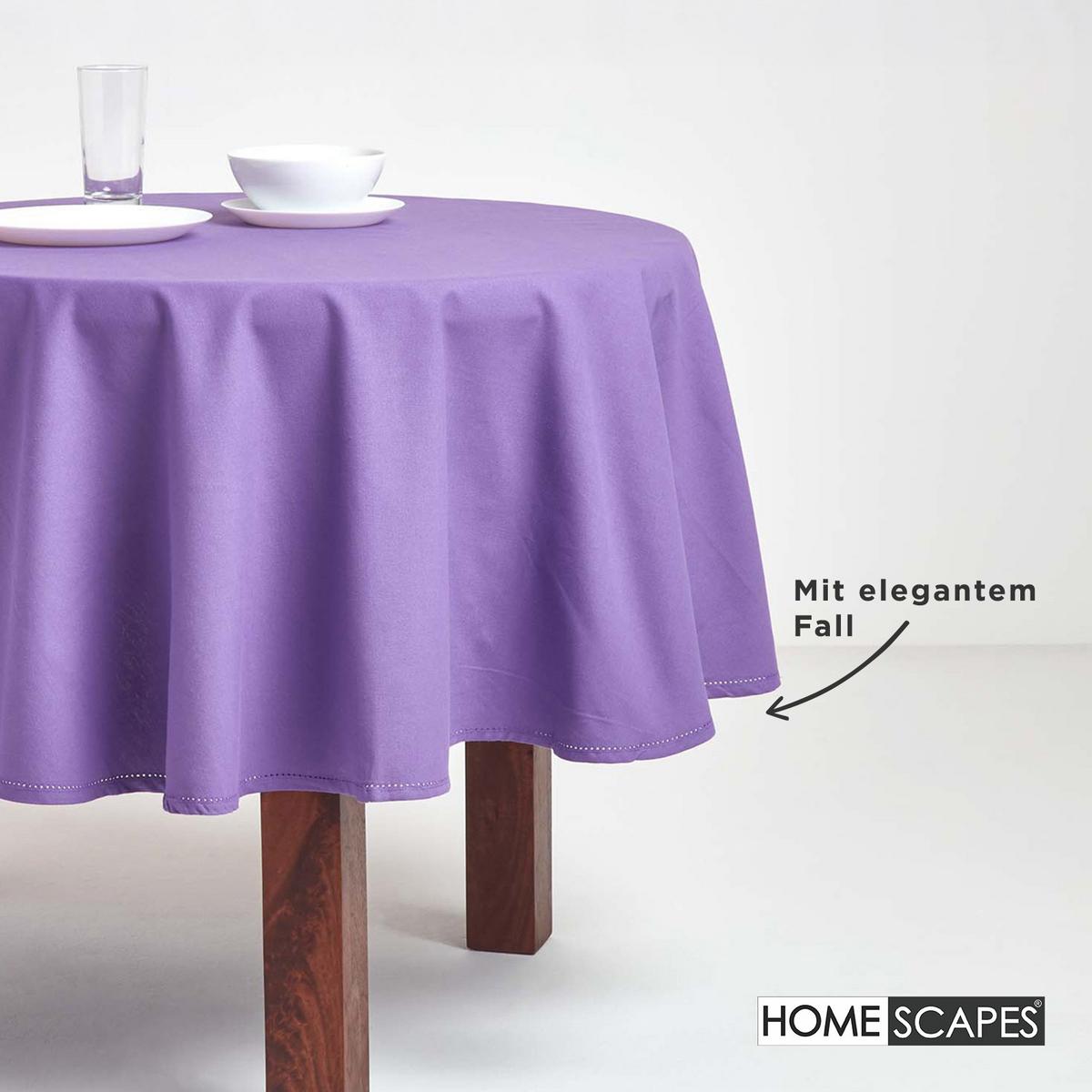 TISCHDECKE lila rund 178 cm, 100% Baumwolle - Lila, Textil (178/178cm) - Homescapes