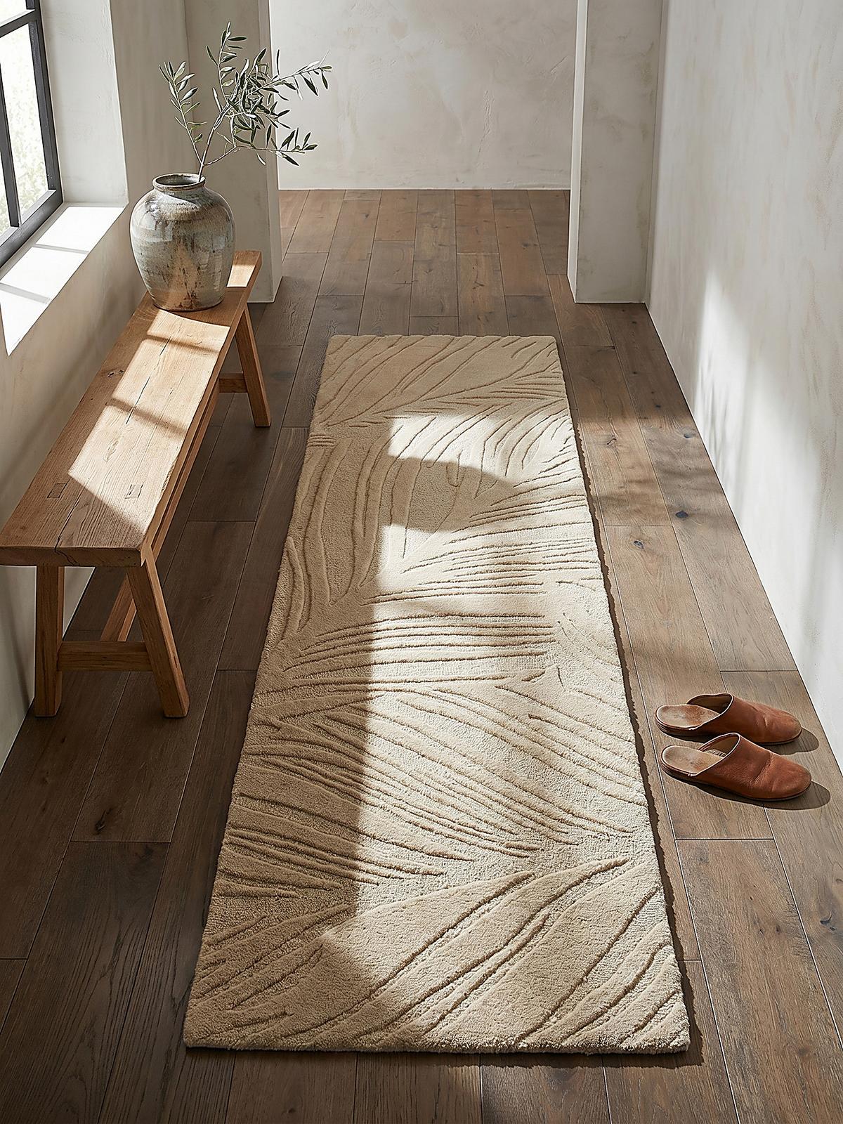WOLLTEPPICH LEVEN, floral, Beige, 60 x 230 cm - Beige, Textil (230/60cm) - KADIMA DESIGN