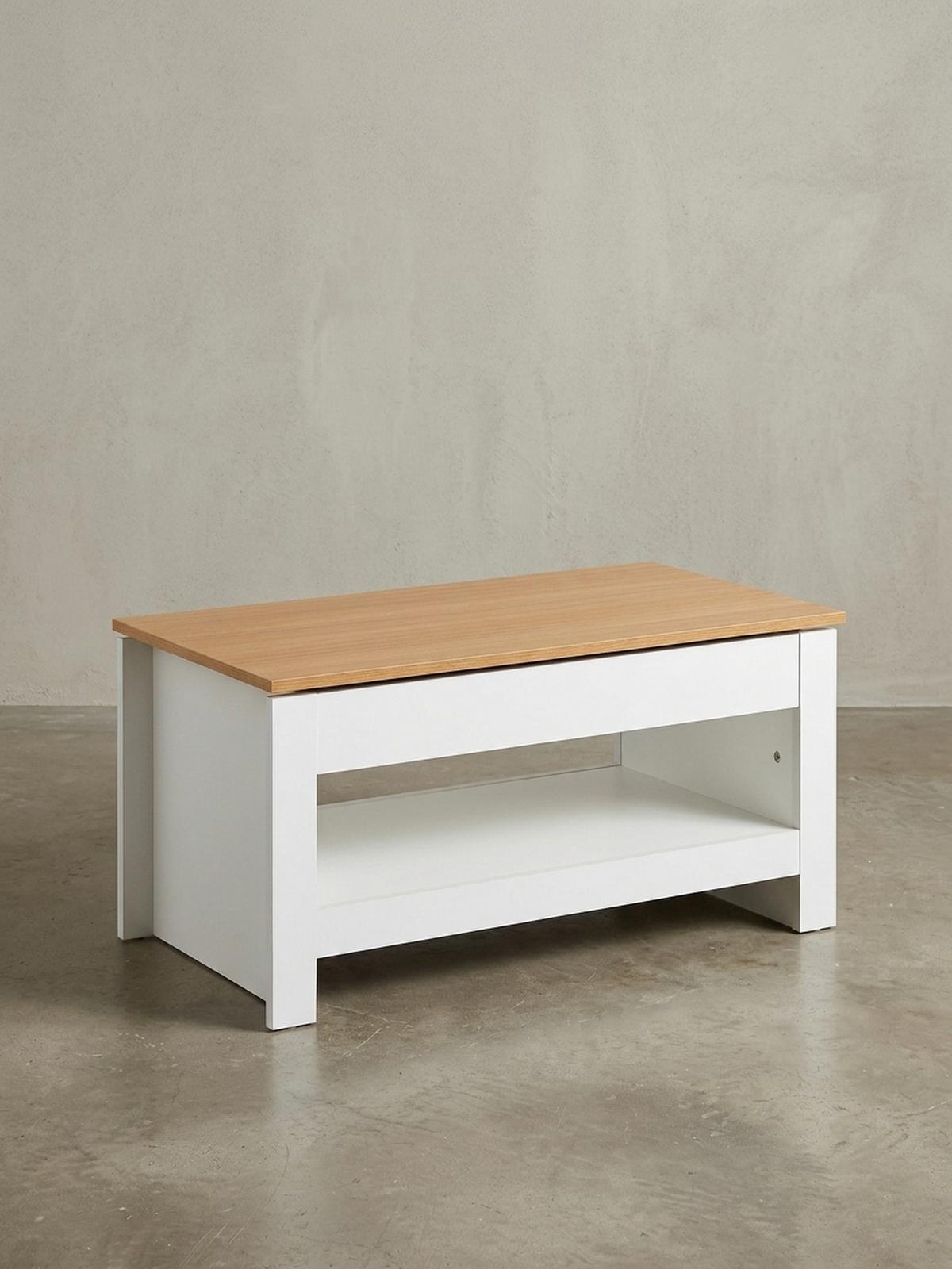 COUCHTISCH in Anthrazit, Holz mit Stauraum, Abgesetztes Design, Kratz- und Wasserbeständig - Weiß, Holz/Holzwerkstoff (47/85/45cm) - KADIMA DESIGN