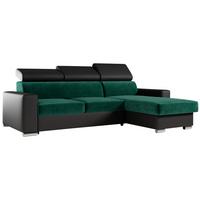 ECKSOFA FOX-L Dunkelgrün/Schwarz - Dunkelgrün/Silberfarben, Kunststoff/Textil (242/168cm) - MKS