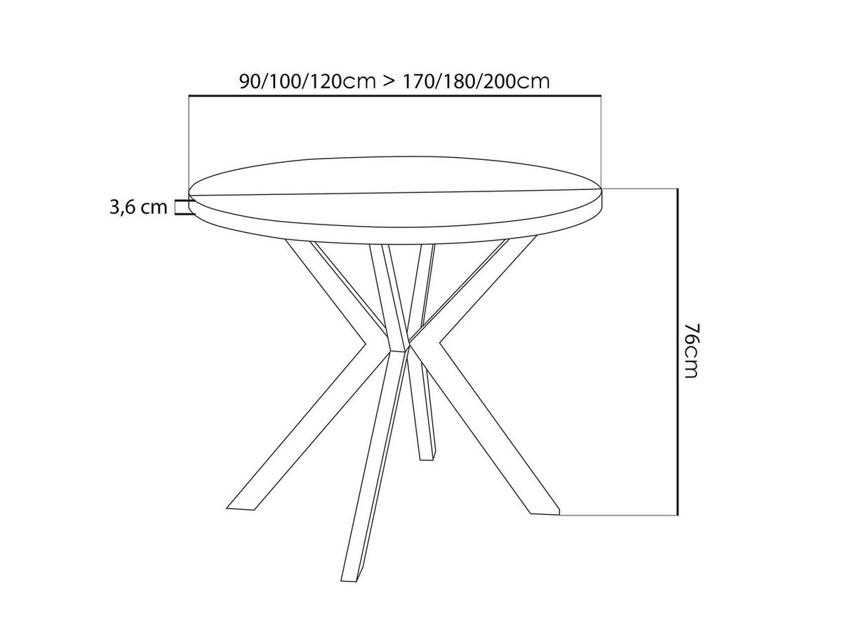 ESSTISCH Cloud runder ausziehbarer, Lancelot Eiche 120-200/120/76 cm - Eichefarben/Weiß, Holzwerkstoff/Metall (120/200/76cm) - WFL GROUP