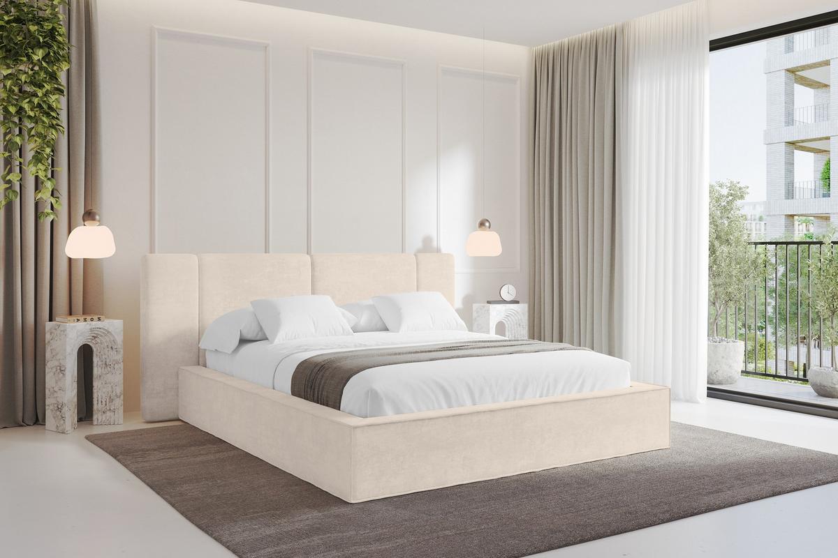 POLSTERBETT mit Bettkasten und Lattenrost, Bett mit Matratze H3/H4 - RIVO 180x200 Beige - Beige, Holzwerkstoff/Textil (180/200cm) - ALTDECOR