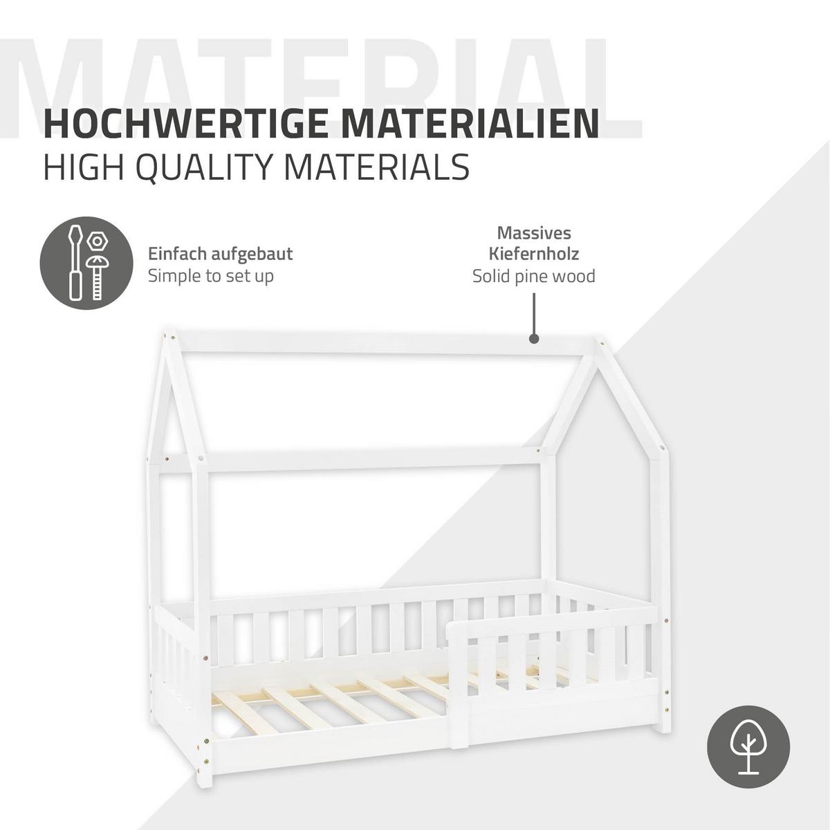 KINDERBETT mit Dach 70x140 cm Weiß - Weiß, Holz (70/140cm) - ML-DESIGN