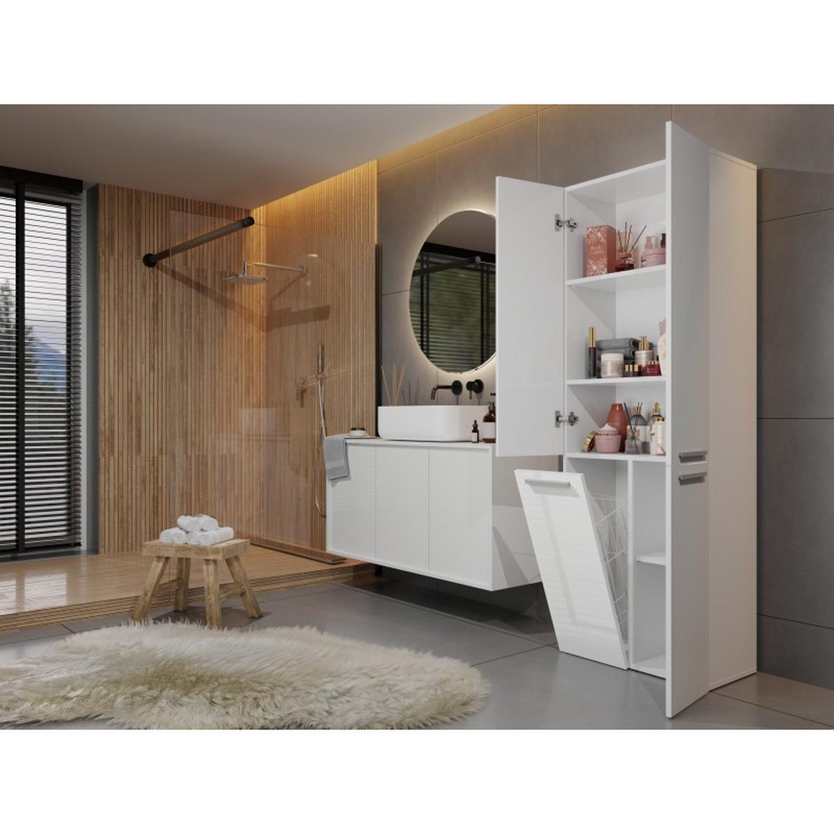 BADEZIMMERSCHRANK Weiß, Hochglanz Weiß 60/174/30 - Weiß, Holzwerkstoff (60/174/30cm) - RAUMHIRSCH FURNITURE