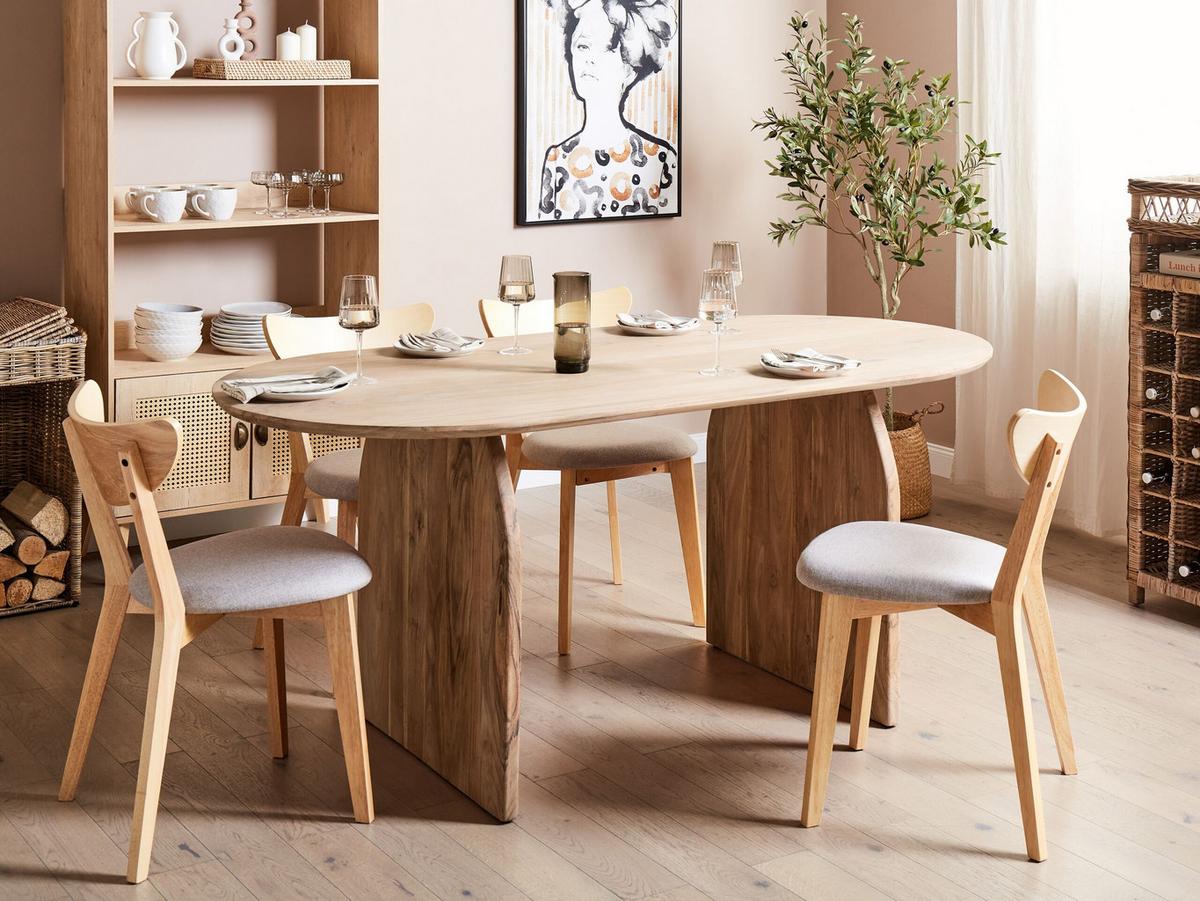 ESSTISCH Akazienholz hellbraun 180/90 cm Skye - Hellbraun, Holz (90/180/78cm) - Beliani