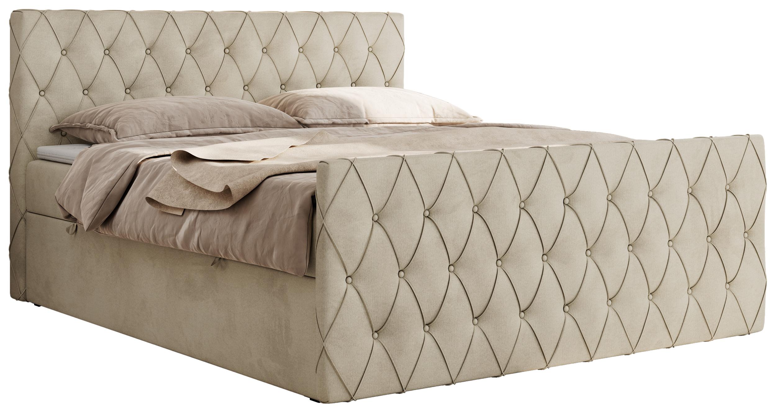 BOXBETT MIREN DUO 200/200 - Beige Velvet - H3 - Beige, Holz/Textil (200/200cm) - MKS