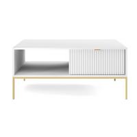 COUCHTISCH Vellore Weiß mit goldenen Metallbeinen 104/68/46 cm - Goldfarben/Weiß, Holzwerkstoff/Metall (68/104/46cm) - Selsey