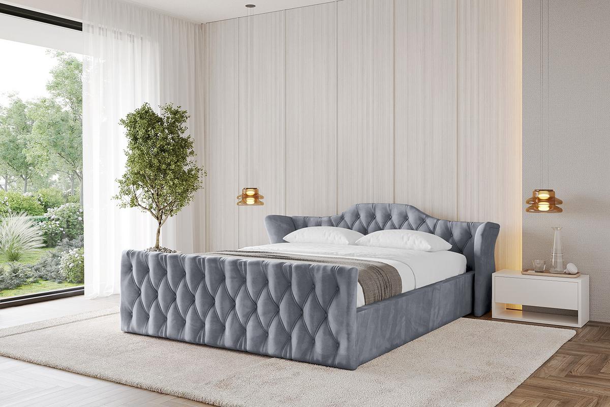 POLSTERBETT mit Bettkasten, Fußteil und Lattenrost, Boxbett ohne Matratze - ZORAN-Z-V1 120x200 Grau - Grau, Holzwerkstoff/Textil (120/200cm) - ALTDECOR