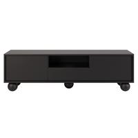 LOWBOARD Adel mit 2 Türen 1 Schublade und runden Füßen, 154 cm, Griffloss, Schwarz - Schwarz, Holzwerkstoff (154/46/38cm) - Beautysofa