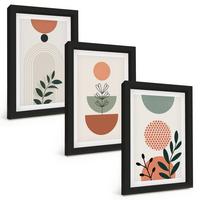 BILDER SET 3er Set - 20x30 cm Schwarzer Rahmen - Moderne Pflanzenmotive - Schwarz, Kunststoff (20/30cm) - TULUP