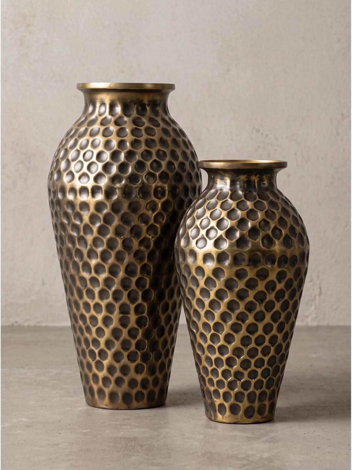 VASEN 2er-Set MANTOVA, Aluminium, handgefertigt, Gold, Ø 26 x 51 cm - Goldfarben, Metall (51cm) - KADIMA DESIGN