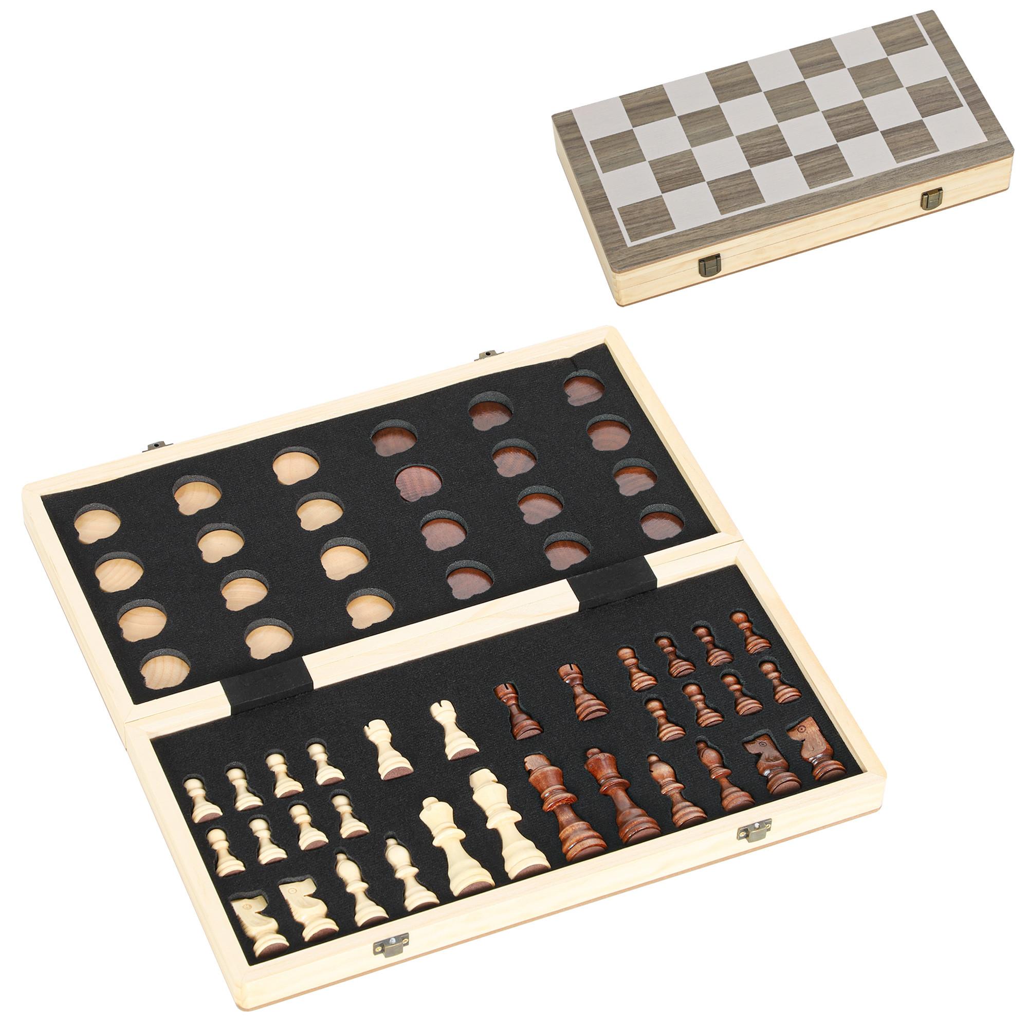SCHACHSPIEL MDF Kiefernholz Walnuss - Walnussfarben, Holz (38.5/38.5cm) - SPORTNOW