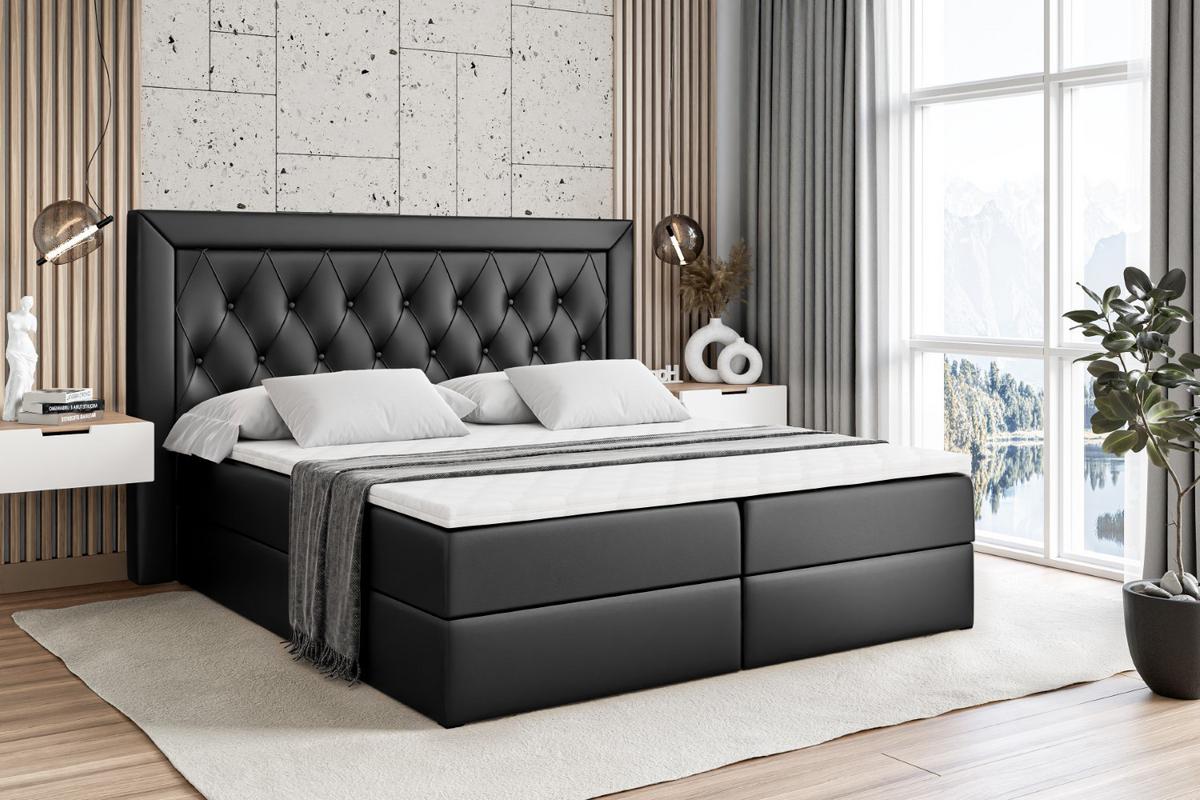 BOXBETT mit H4-Matratze und Lattenrost - NOEL - 140x200 Schwarz Hochglanz - Schwarz Hochglanz, Holzwerkstoff (140/200cm) - ALTDECOR