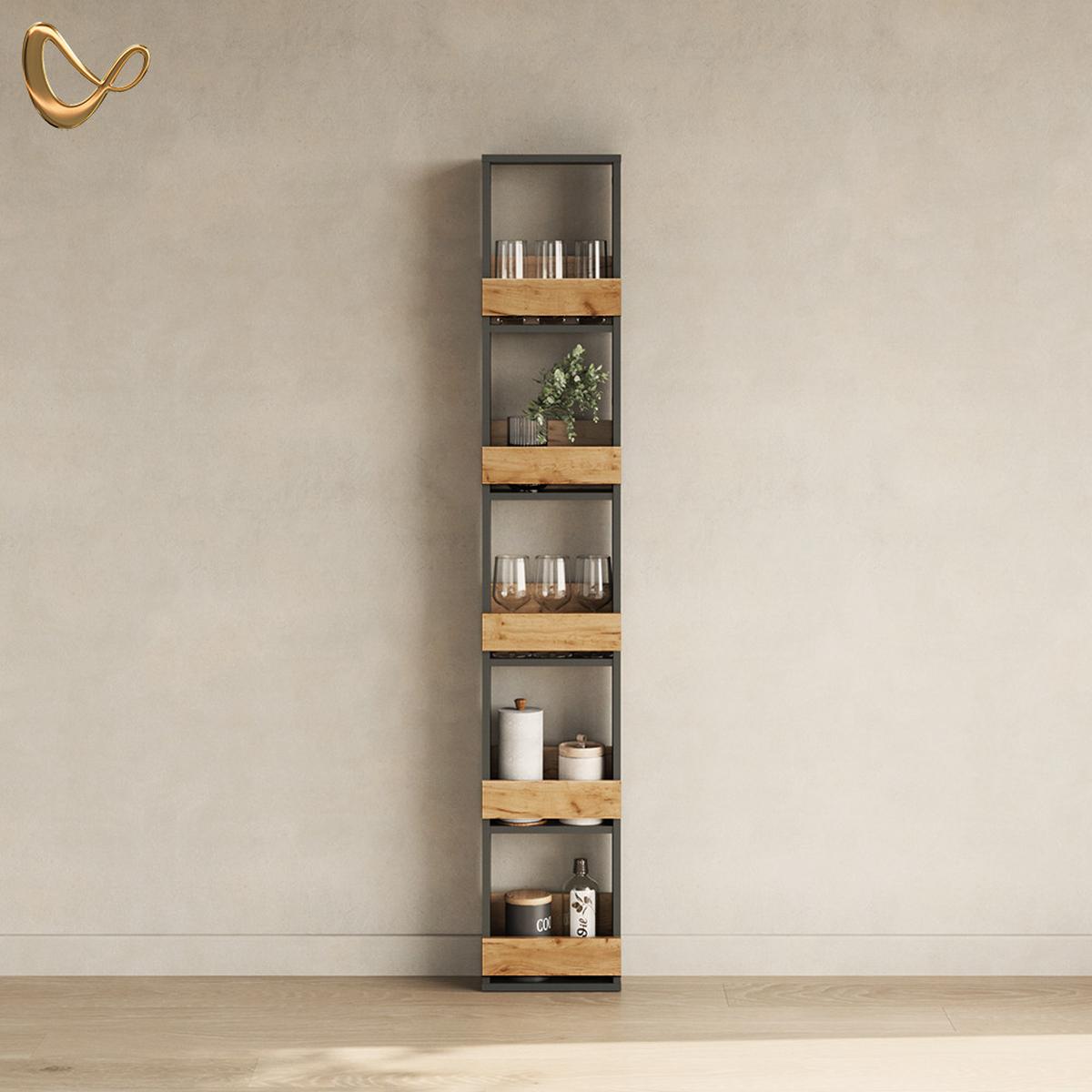 WEINGLASREGAL Regusa Goldkraft Eiche/Anthrazit 30 x 180 cm - Honigeiche/Anthrazit, Holzwerkstoff (30/180/15.1cm) - Livinity®