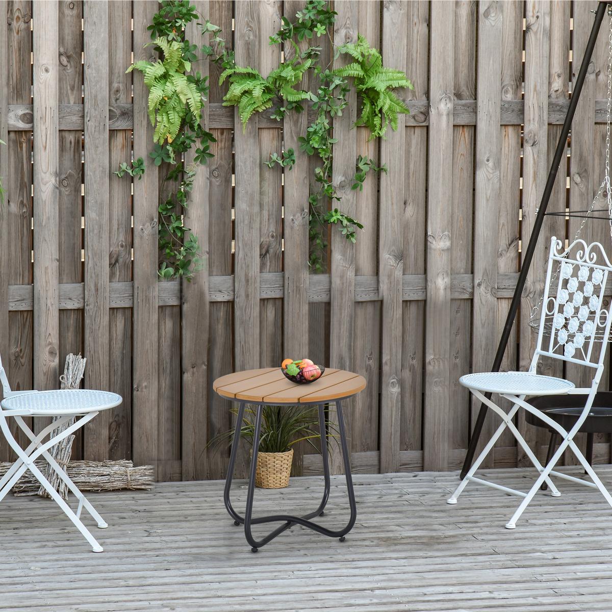GARTEN BEISTELLTISCH, Braun, Stahl - Braun, Metall (49/49/48cm) - Outsunny