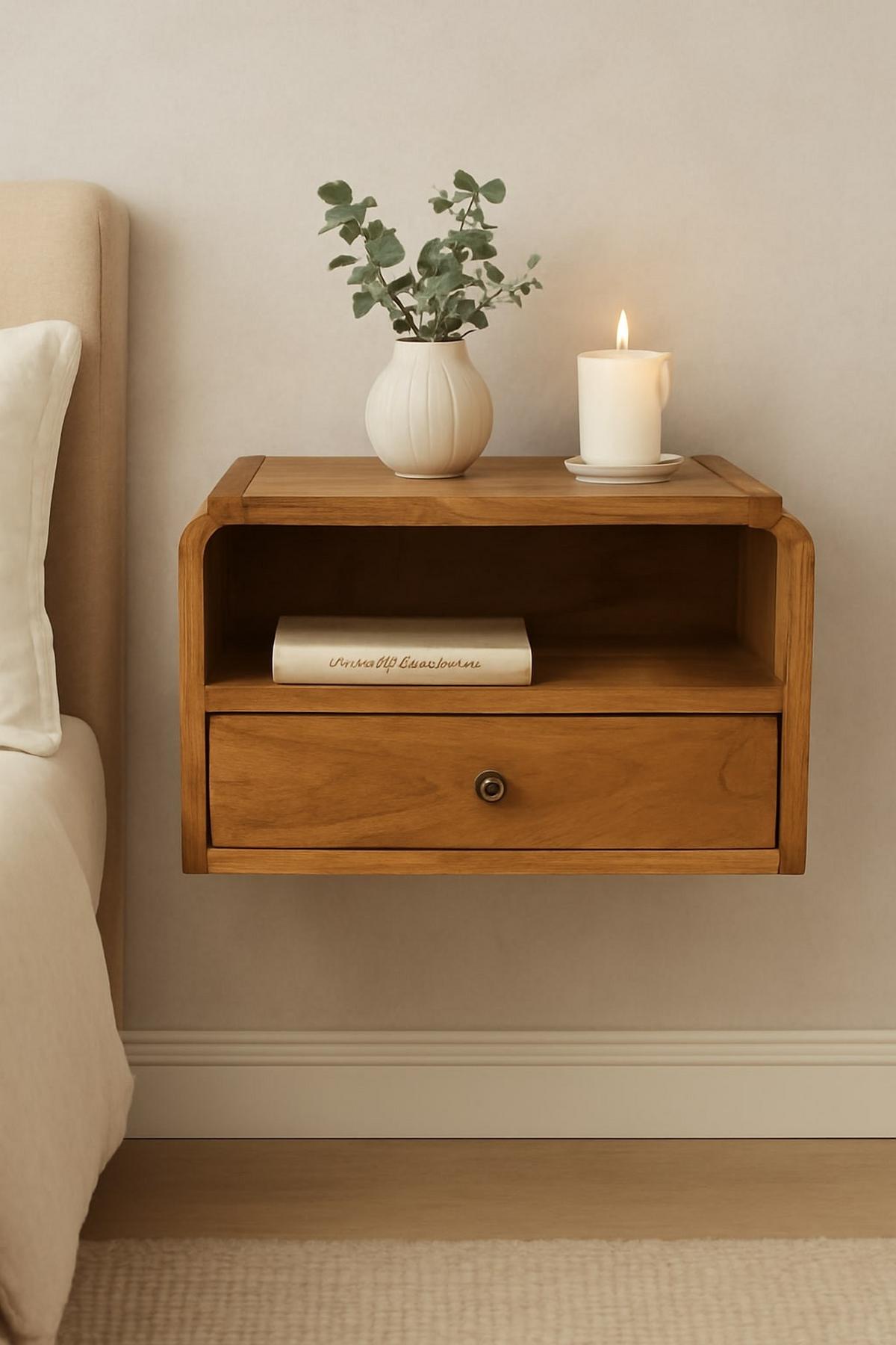NACHTTISCH mit Eichenoptik-Finish, 1 Schublade, 1 offene Ablage, braun - Braun, Holz (45/24/32cm) - Artisan Furniture