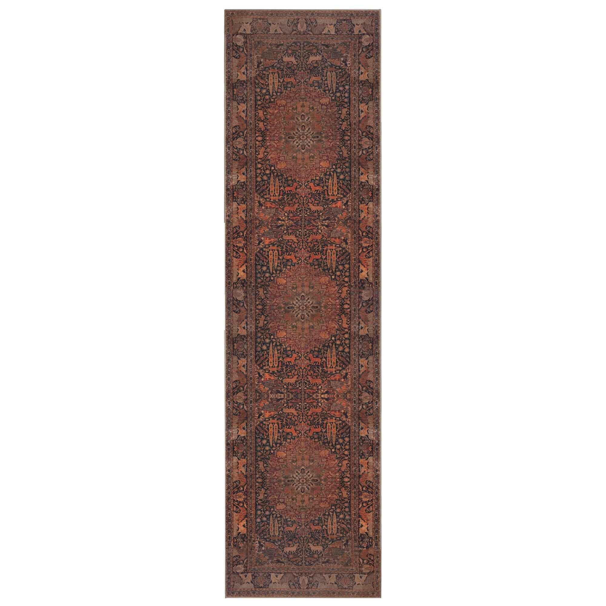 TEPPICH Waschbar HURST, orientalisch mit Medaillon, aus Polyester, Rot, 60 x 230 cm - Rot, Textil (230/60cm) - KADIMA DESIGN