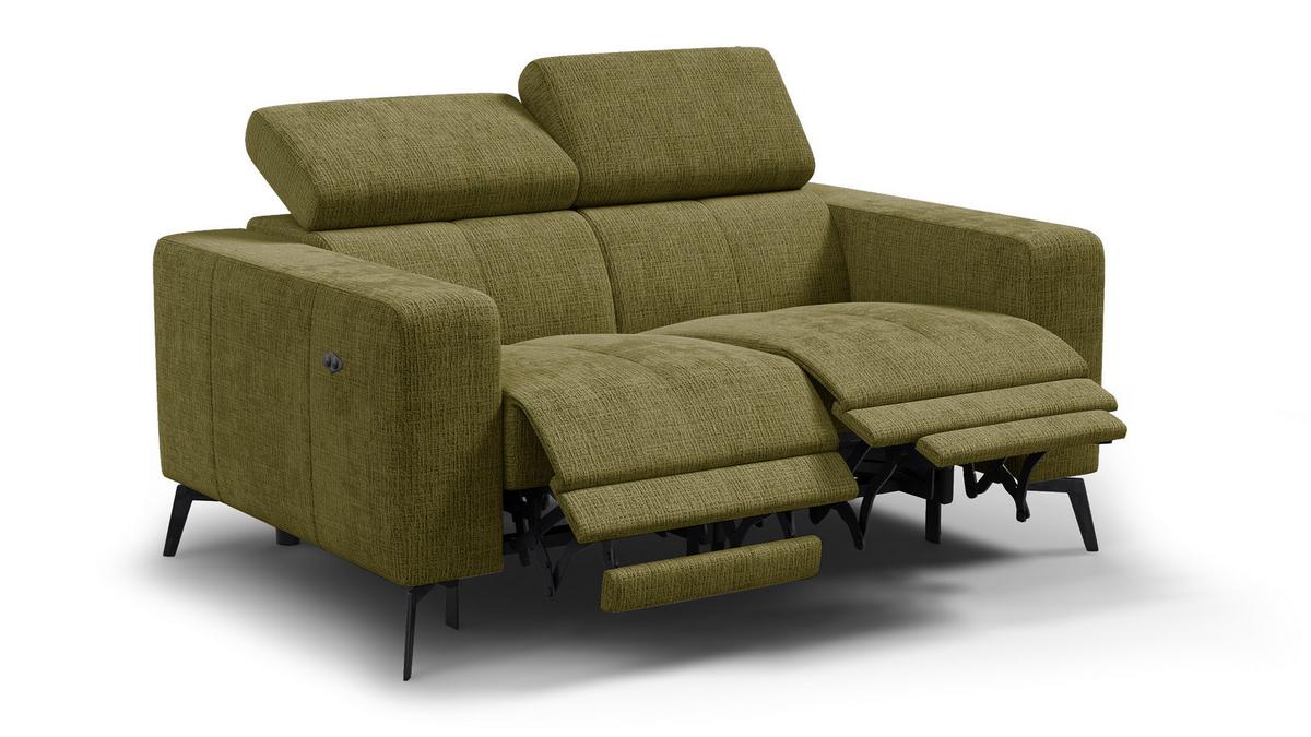 RELAXSOFA MORELLO 2-Sitzer, olive, 2 x Relax Zero Gravity - Olivgrün, Holz/Textil (164/82/103cm) - Wozimo