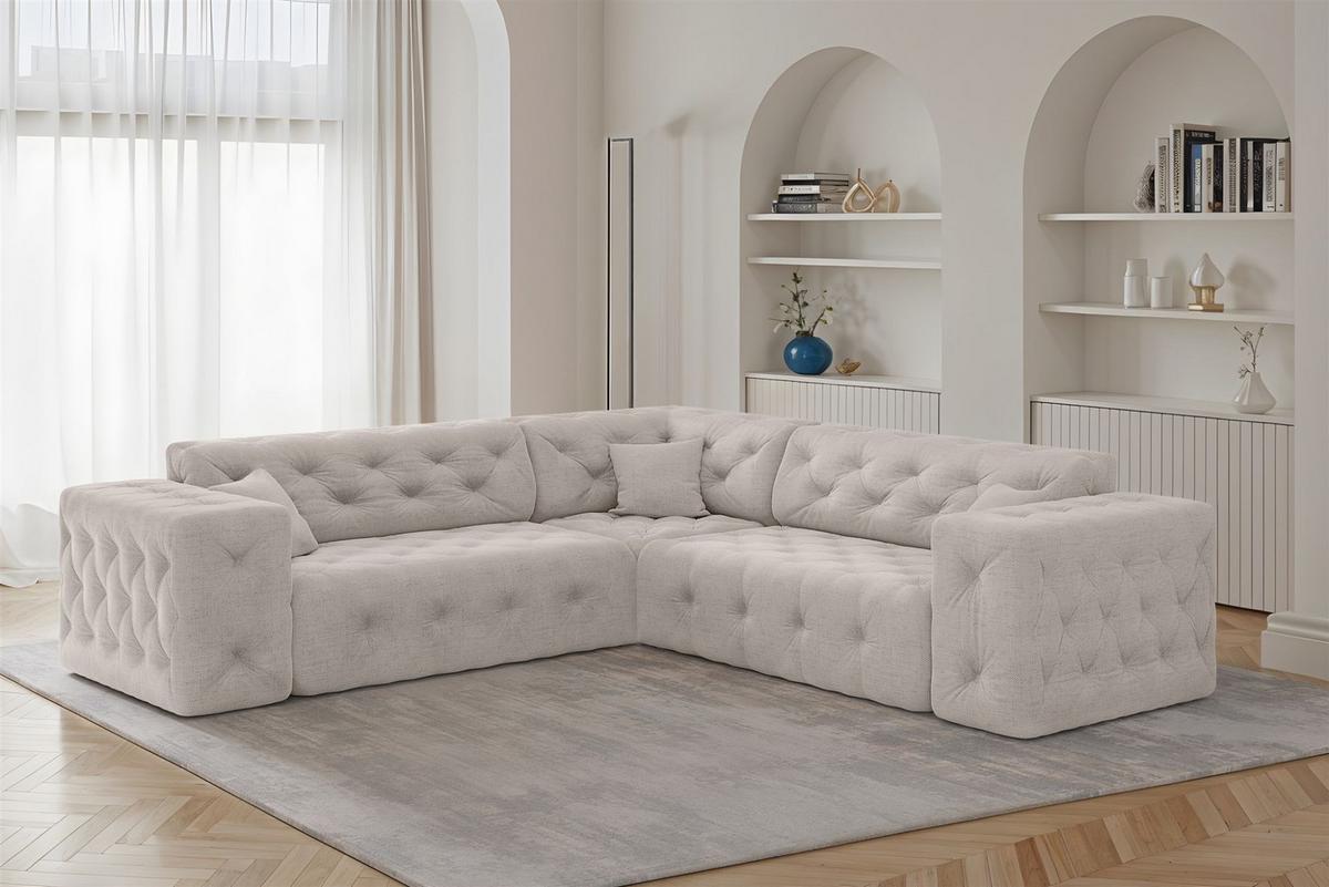 ECKSOFA Chantal In Moly - Creme, Holzwerkstoff/Textil (246/246cm) - Fun Möbel