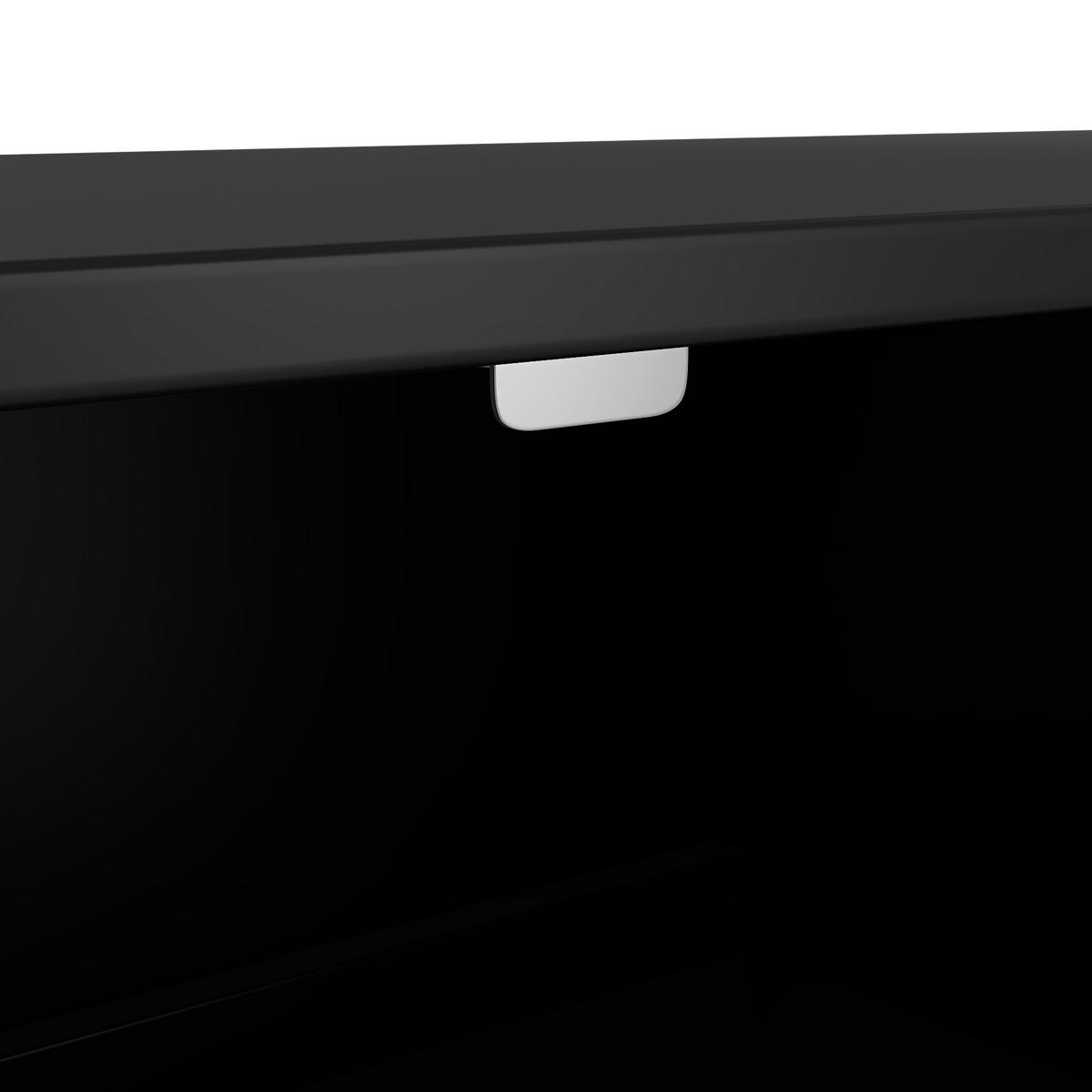 SIDEBOARD schwarz & gold-details mit 4 türen & 3d-rillen-design - Schwarz, Holzwerkstoff (160/80/40cm) - Urban Meuble