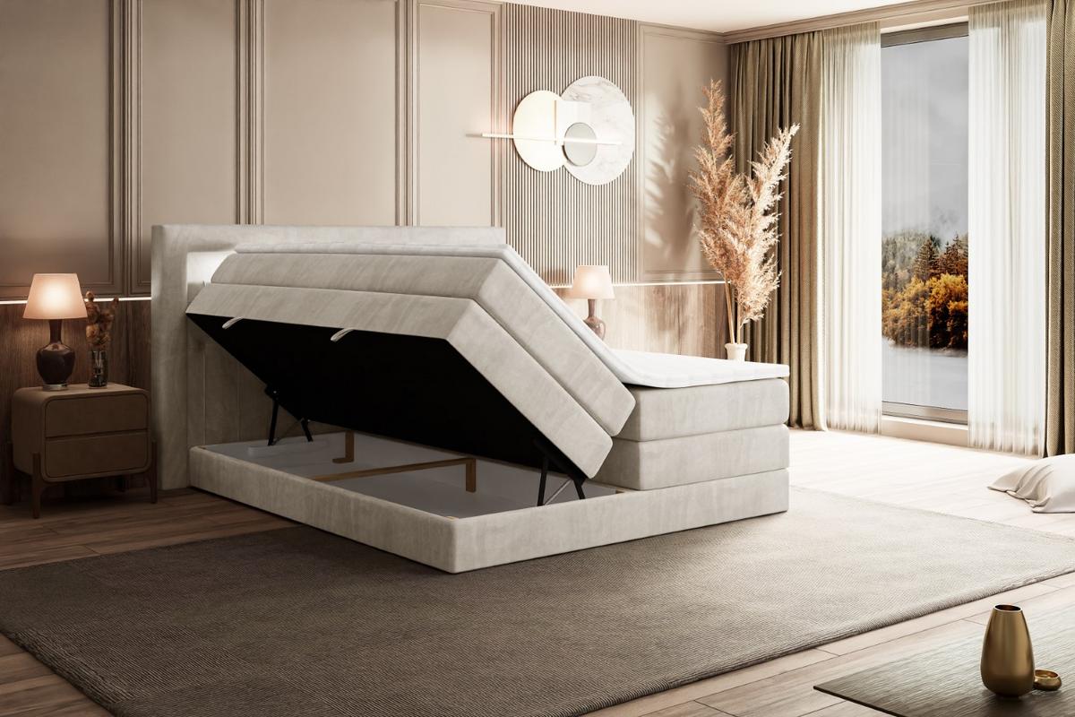BOXSPRINGBETT NOEL GOLD KING - 180x200 - H3/H4 - Ecru - Ecru, Holzwerkstoff (180/200cm) - ALTDECOR