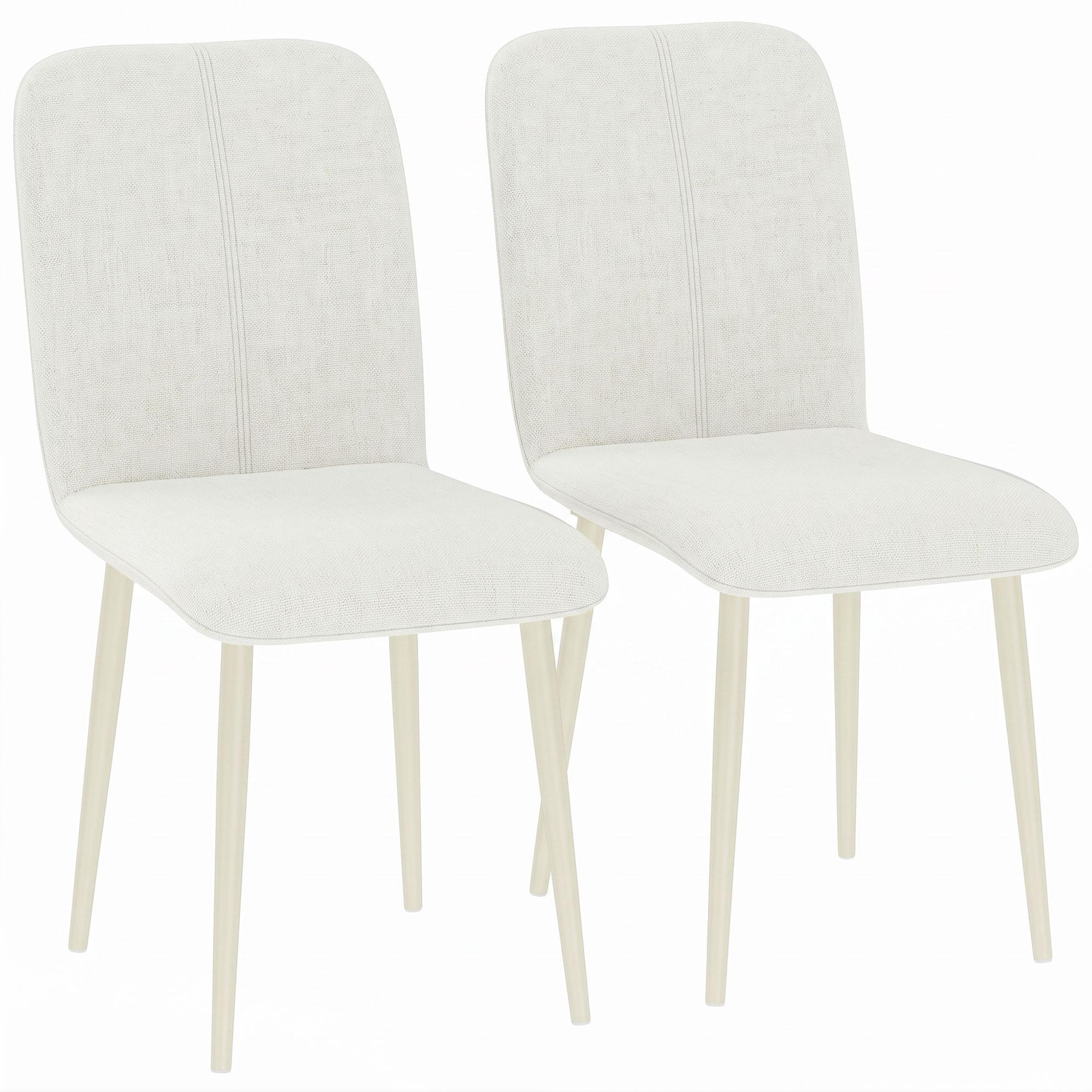 ESSZIMMERSTÜHLE Stoff in Leinenoptik Weiß - Creme, Textil/Metall (57/85/42cm) - HOMCOM